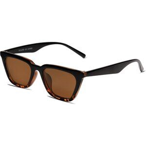 ✨Women's Brown Polarized Narrow Square Cateye Sunglasses Retro Trendy Glasses